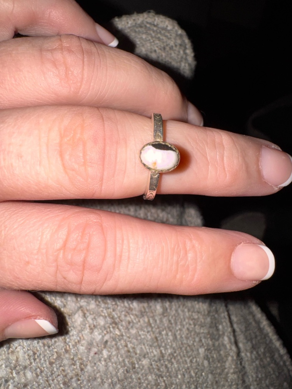 Sterling Silver and Authentic White Buffalo Pinky Ring